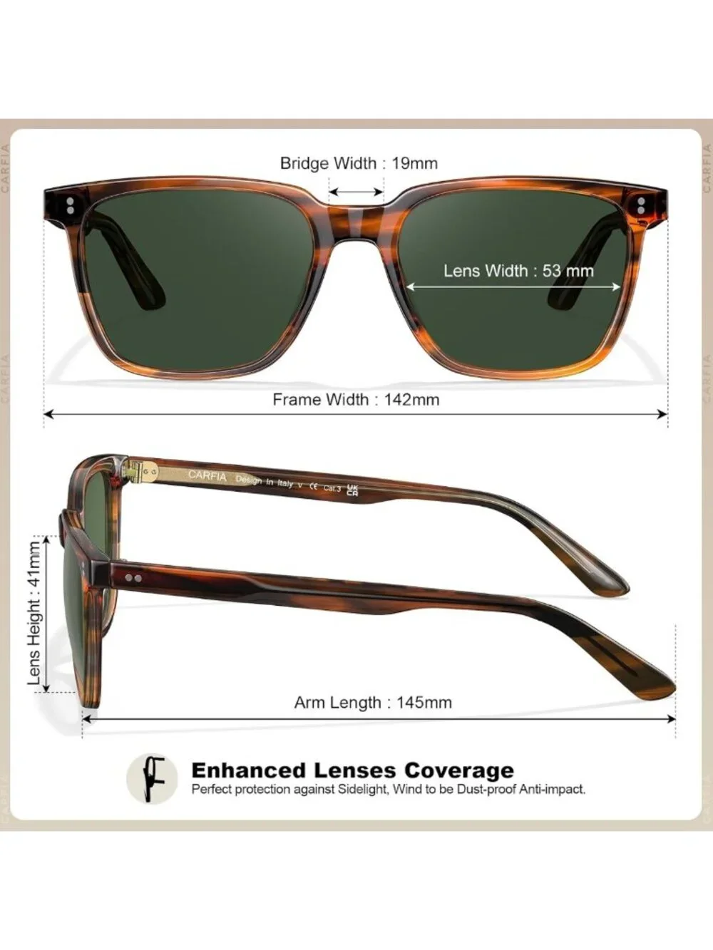 Stylish Polarized Square Sunglasses for Men | UV400 Protection, Retro